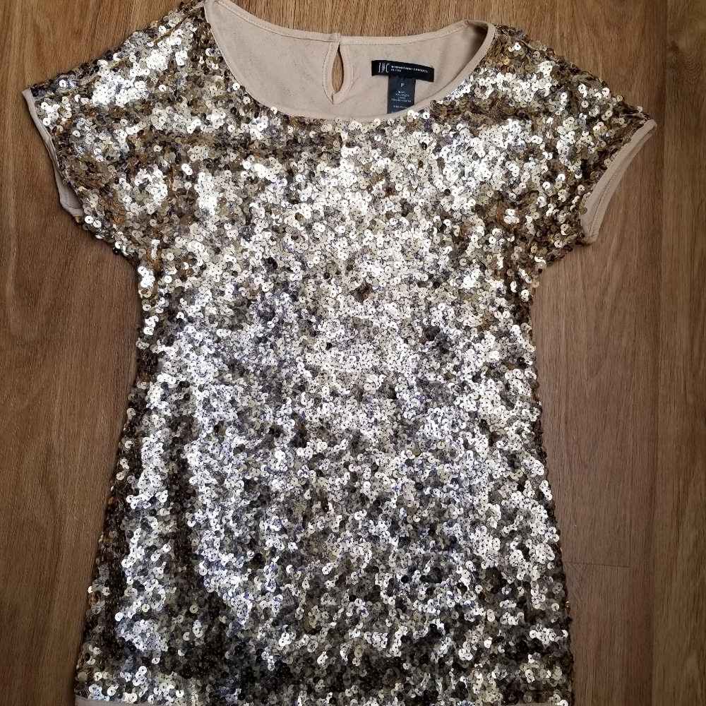 INC International Concepts Gold Sequin Top